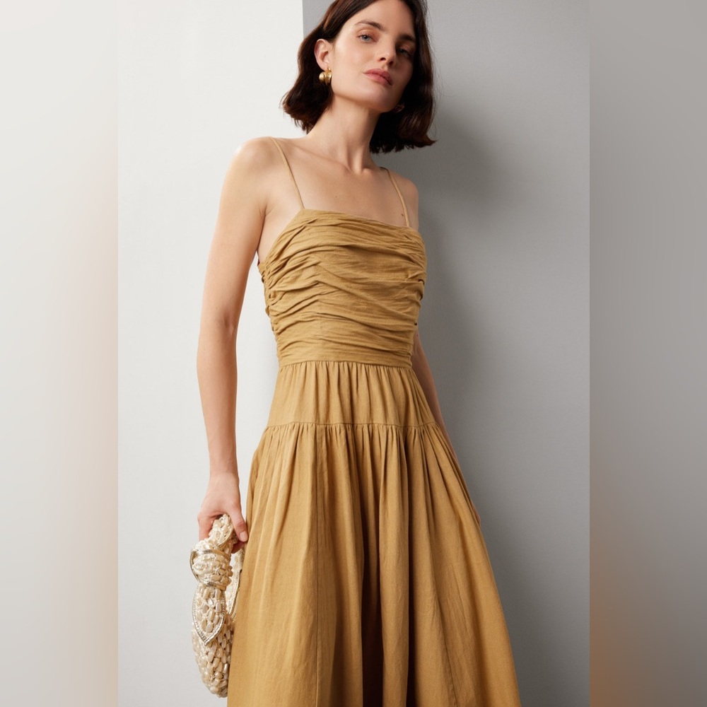 TOCCIN X RTR Ruched Tie MIDI Dress 
MSRP $595 Size 12
